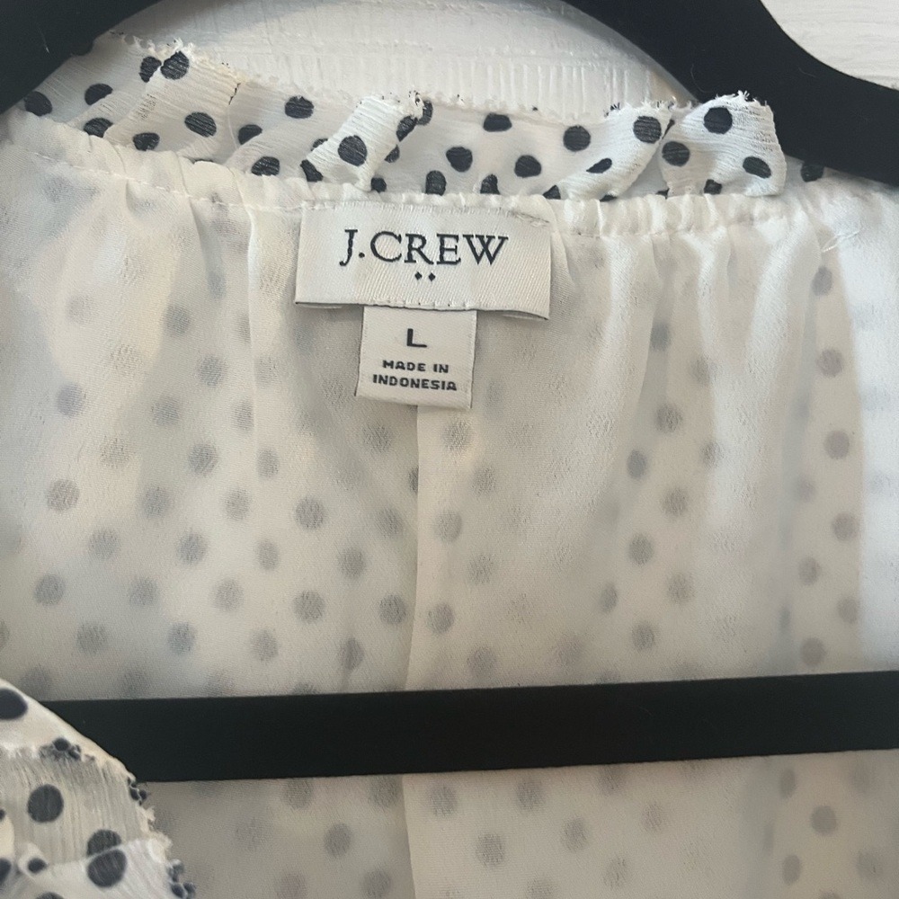 J. Crew Black & White Polka Dot Sleeveless V-Neck Blouse - Picture 2 of 4
